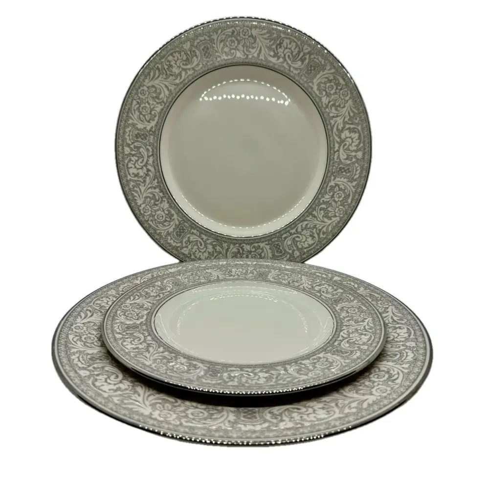 Franciscan Masterpiece China Platinum Renaissance 2 Dinner Plate, 1 Salad Plate